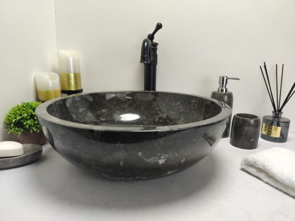 Раковина из мрамора Indo Bowl Black Medium BM-00259 фото