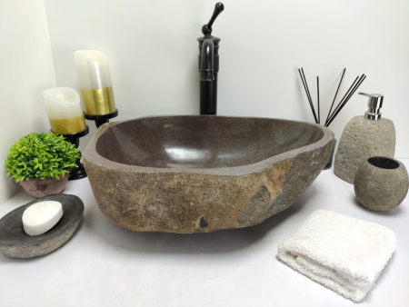 Накладная раковина из речного камня RS0486 (48*33*15) фото