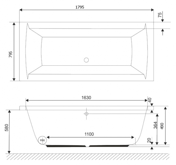 Акриловая ванна Excellent Aquaria Lux 180x80 WAEX.AQU180WH фото