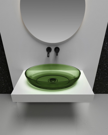 Накладная раковина Abber Kristall AT2801Emerald 60x40 зеленая фото