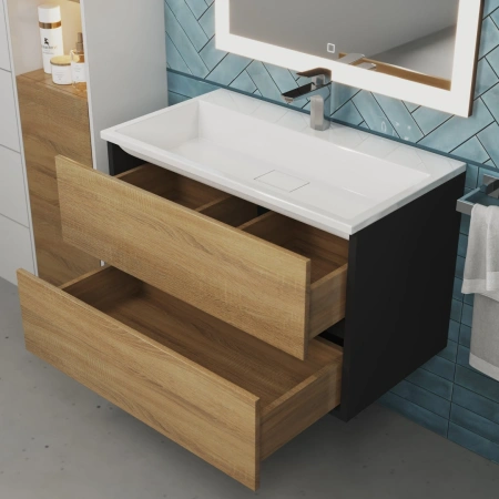 Тумба под раковину Uperwood Barsa 80 293020539 черная/дуб сонома фото