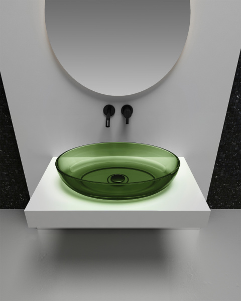 Накладная раковина Abber Kristall AT2801Emerald 60x40 зеленая фото