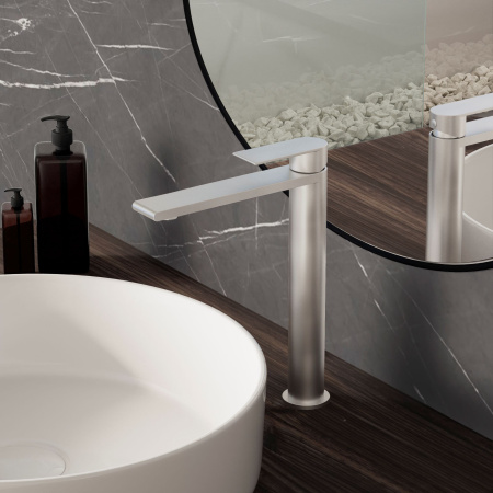 Высокий смеситель для раковины Vincea Vogue VBF-2VS2BN брашированный никель фото