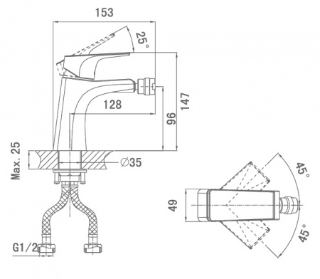Смеситель для биде D&K Hertz Rhein DA1292201 фото