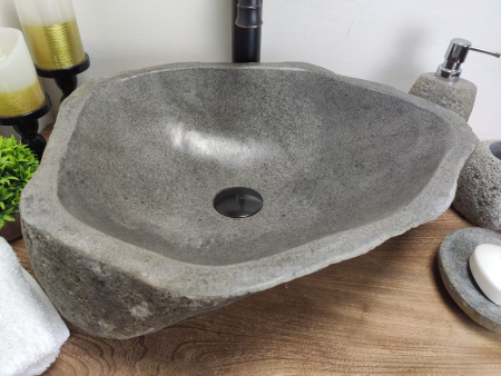 Накладная раковина из речного камня RS0602 (48*40*15) фото