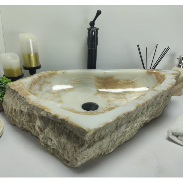 Раковина из оникса Indo Erozy Green XL EO-00057 фото