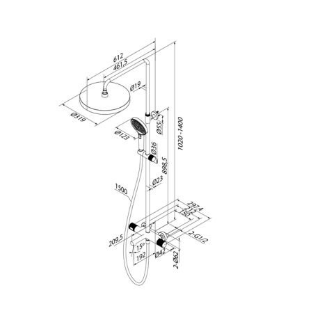 Душевая система с термостатом Iddis Duna DUNMGSTi06 матовое золото фото