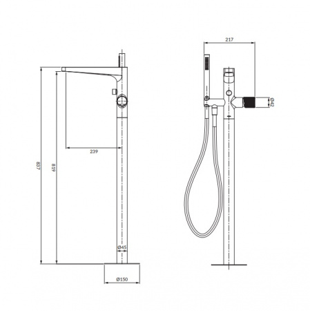 Cмеситель для ванны напольный Omnires Contour CT8033GLB золото фото