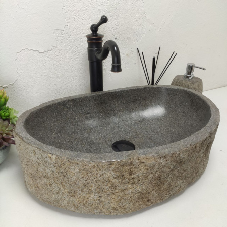 Накладная раковина из речного камня RS01484 (56*37*15) фото