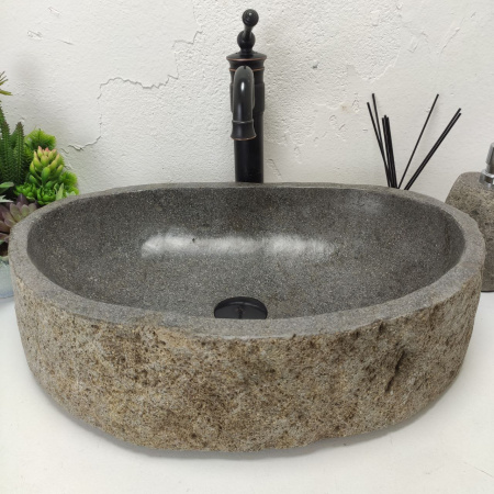 Накладная раковина из речного камня RS01484 (56*37*15) фото