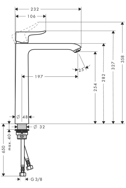 Высокий смеситель для раковины Hansgrohe Metris 31184000 фото