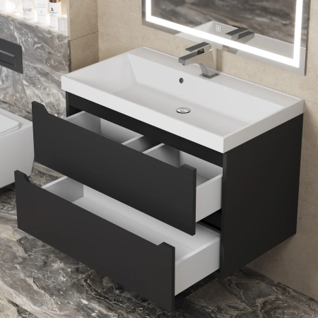 Тумба под раковину Uperwood Tanos 80 291020232 черная матовая фото