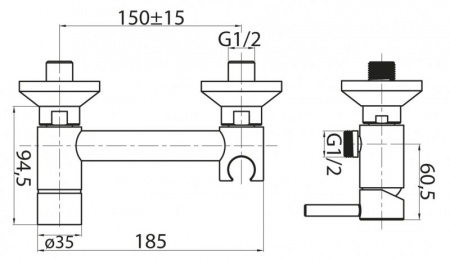 Смеситель для душа и гигенического душа Cezares CZR-DA3-01 фото