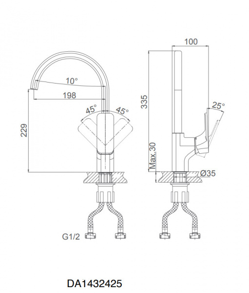 Смеситель для кухни D&K Berlin Technische DA1432425 черный матовый фото