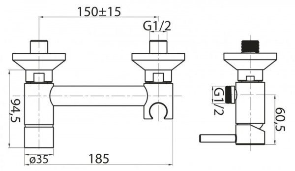 Смеситель для душа и гигенического душа Cezares CZR-DA3-01 фото