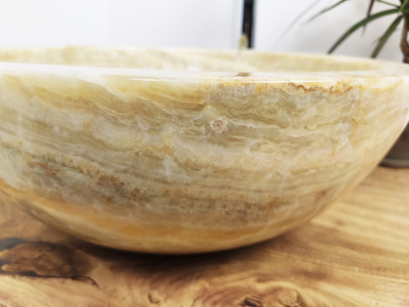 Накладная раковина из оникса Indo Bowl Yellow Small TinLip BO-00266 фото