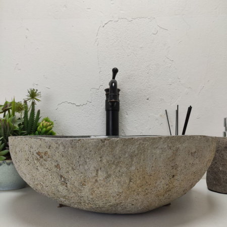 Накладная раковина из речного камня RS01455 (46*41*15) фото