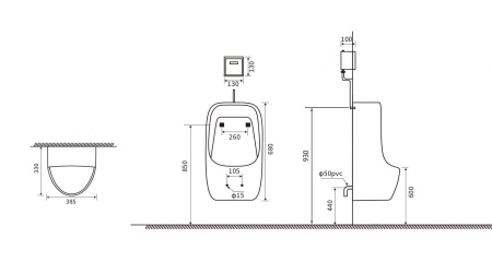 Писсуар с внутренним подключением SantiLine SL-6011 фото