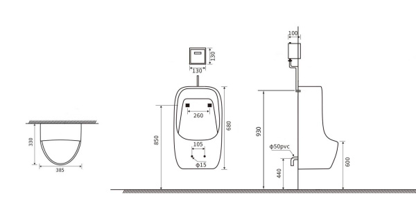 Писсуар с внутренним подключением SantiLine SL-6011 фото