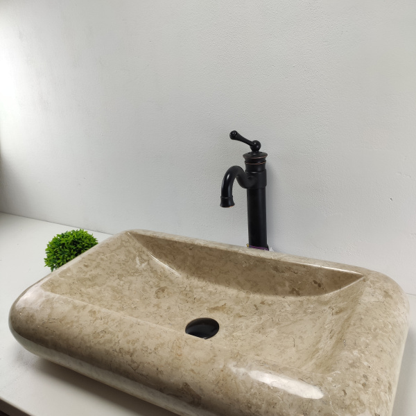 Накладная раковина из мрамора Kotak Luncur bibir Cream KL-00862 (70*40*15) фото