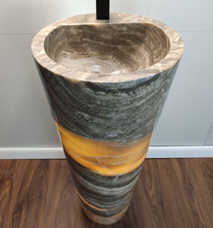 Раковина напольная из оникса Grey ON-01351 (40*40*90) фото