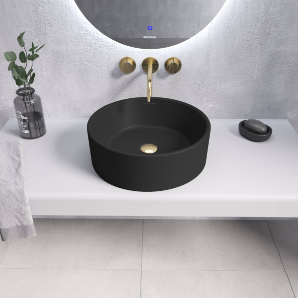 Накладная раковина Grossman Color GR-3013BM 40x40 черная матовая фото
