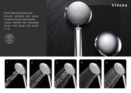 Душевая система (стойка) с термостатом Vincea Esse VSFS-1E1TMB черная матовая фото