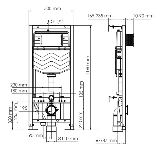 Инсталляция для подвесного унитаза WasserKRAFT Aller 10TLT.010.ME.WM03 с кнопкой, матовая белая фото