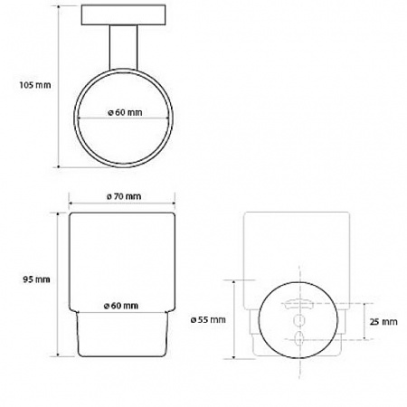 Стакан для зубных щеток Bemeta Dark 104110010 фото