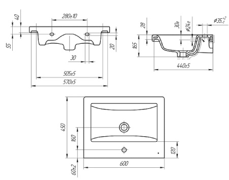 Раковина Style Line Cersanit Como 60 S-UM-COM60/1-w фото