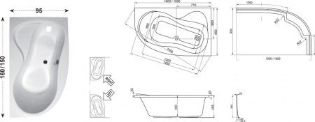 Акриловая ванна Ravak Rosa 95 C551000000 150х95 L фото