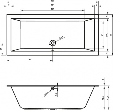 Акриловая ванна Riho Lugo Velvet BT0210500000000 180x80 фото