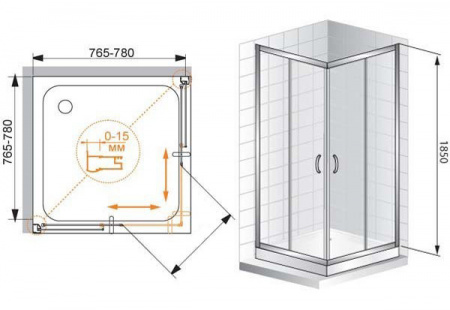 Душевой уголок Cezares Pratico PRATICO-A-2-80-P-Cr 80х80 см фото