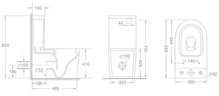 Унитаз напольный CeramaLux NS-2178 с сиденьем soft close фото