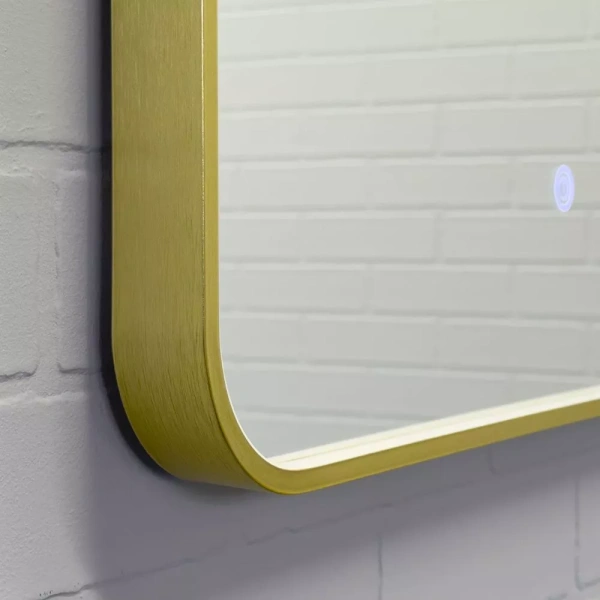 Зеркало с подсветкой LED IC-подсветка теплый свет, сенсорное Comforty Ситара-60 00-00020471 матовое золото фото