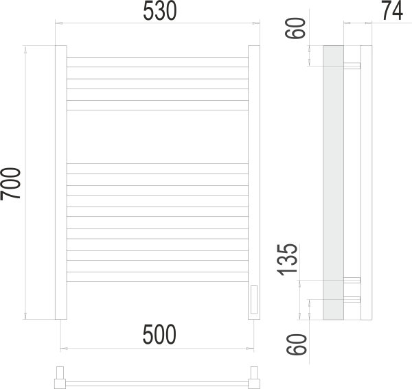 Полотенцесушитель электрический Terminus Ното П9 500х700 4670078526960 фото