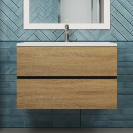 Тумба под раковину Uperwood Barsa 80 293020539 черная/дуб сонома фото