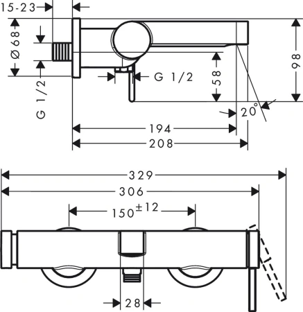 Смеситель для ванны с душем Hansgrohe Finoris 76420670 черный матовый фото