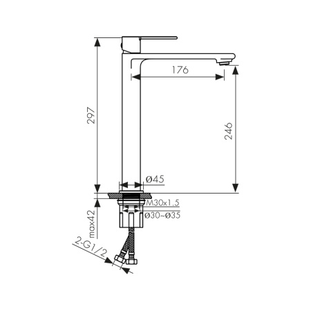 Высокий смеситель для раковины Kaiser Serio 05411-15 воронёная сталь фото