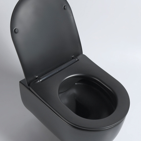 Подвесной унитаз безободковый Vincea Evo VT1-34SMB с сиденьем фото