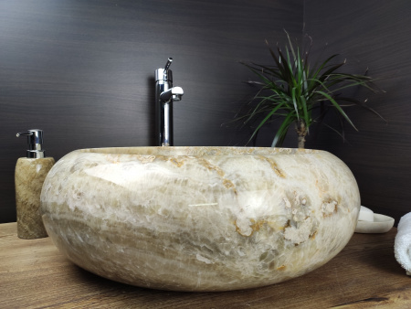 Накладная раковина из оникса Indo Donut Grey Big DO-000176 фото