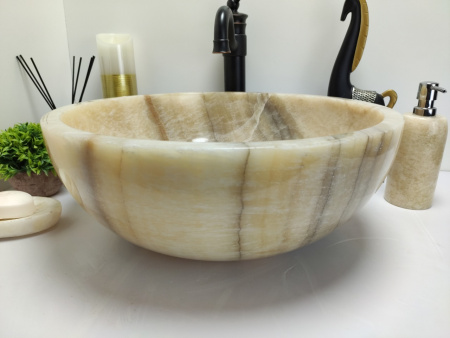 Накладная раковина из оникса Indo Bowl Yellow Medium TinLip BO-00504 фото