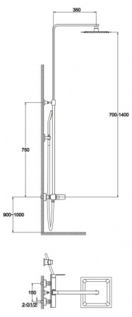 Душевая система (стойка) BelBagno Arlie ARL-DOCM-CRM фото