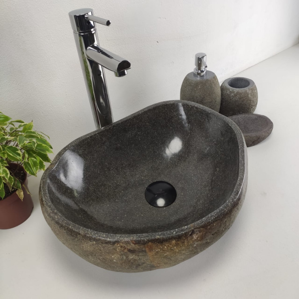 Накладная раковина из речного камня RS0959 (44*34*14) фото