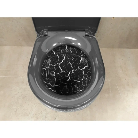 Унитаз-компакт напольный Rosa Рио 463288 черный кракелюр, с сиденьем фото