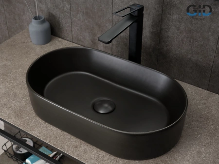 Накладная раковина GID N9020bg 53379 52x30 черный графит фото