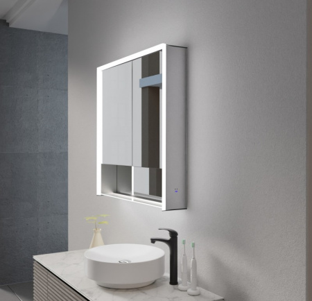 Зеркальный шкаф из алюминия Esbano ES-3828D 80x85 фото