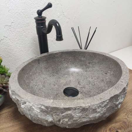 Накладная раковина из мрамора Erozy Grey EM-01376 (45*40*15) фото