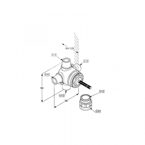 Скрытая часть на 3 положения Kludi 29757 фото