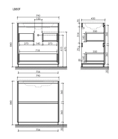 Тумба под раковину Sancos Libra Floor LB80FW белая фото